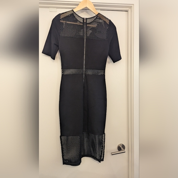 French Connection Floral Cage Lace Inset Midi Dress Black - Picture 8 of 8